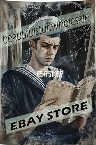 Gothic man reading cloth wall - gothic,