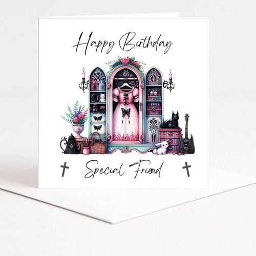 Gothic birthday card friend - gothic,