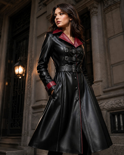 Women black red lambskin - black,