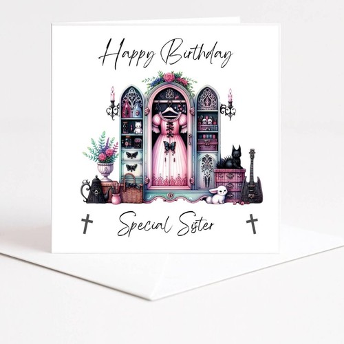 Gothic birthday card sister - birthday,
