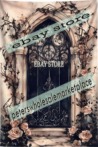 Gothic rose arch door fabric - arch,
