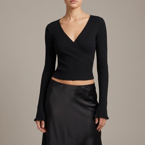 Vince rib knit deep wrap - vince, v