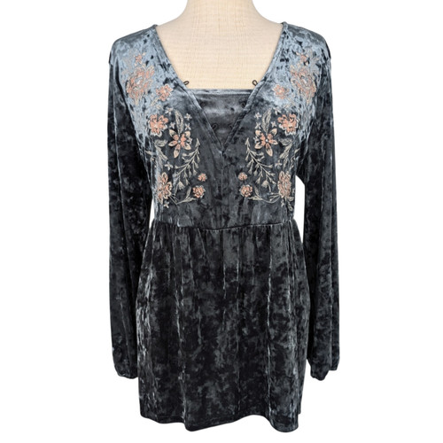 Crushed velvet babydoll tunic - crushed,