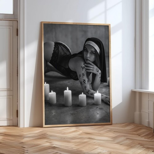 Gothic nun lingerie art - nun, print
