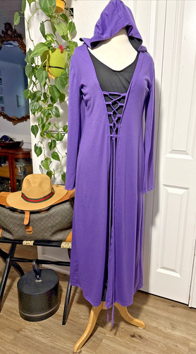 Purple hooded maxi dress - purple,